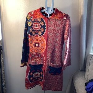 Paparazzi Patchwork Women's long duster zip up sweater wool